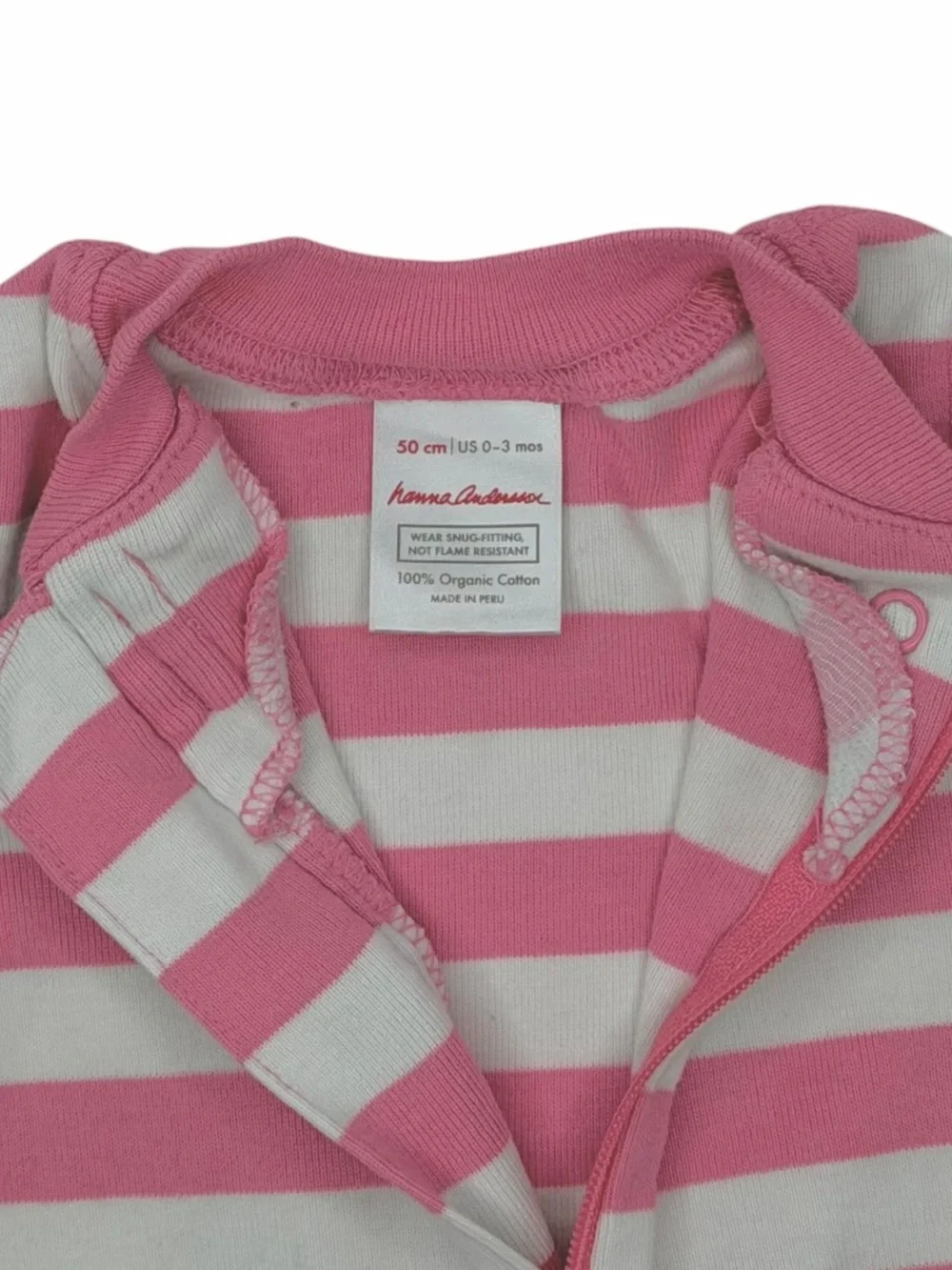 Hanna Andersson Baby Sleeper 0-3M Pink White Striped Organic Cotton Zippy